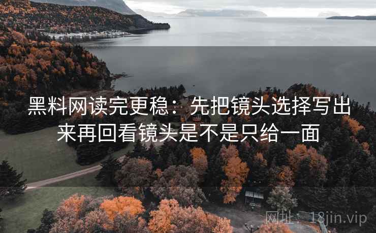 黑料网读完更稳：先把镜头选择写出来再回看镜头是不是只给一面  第2张
